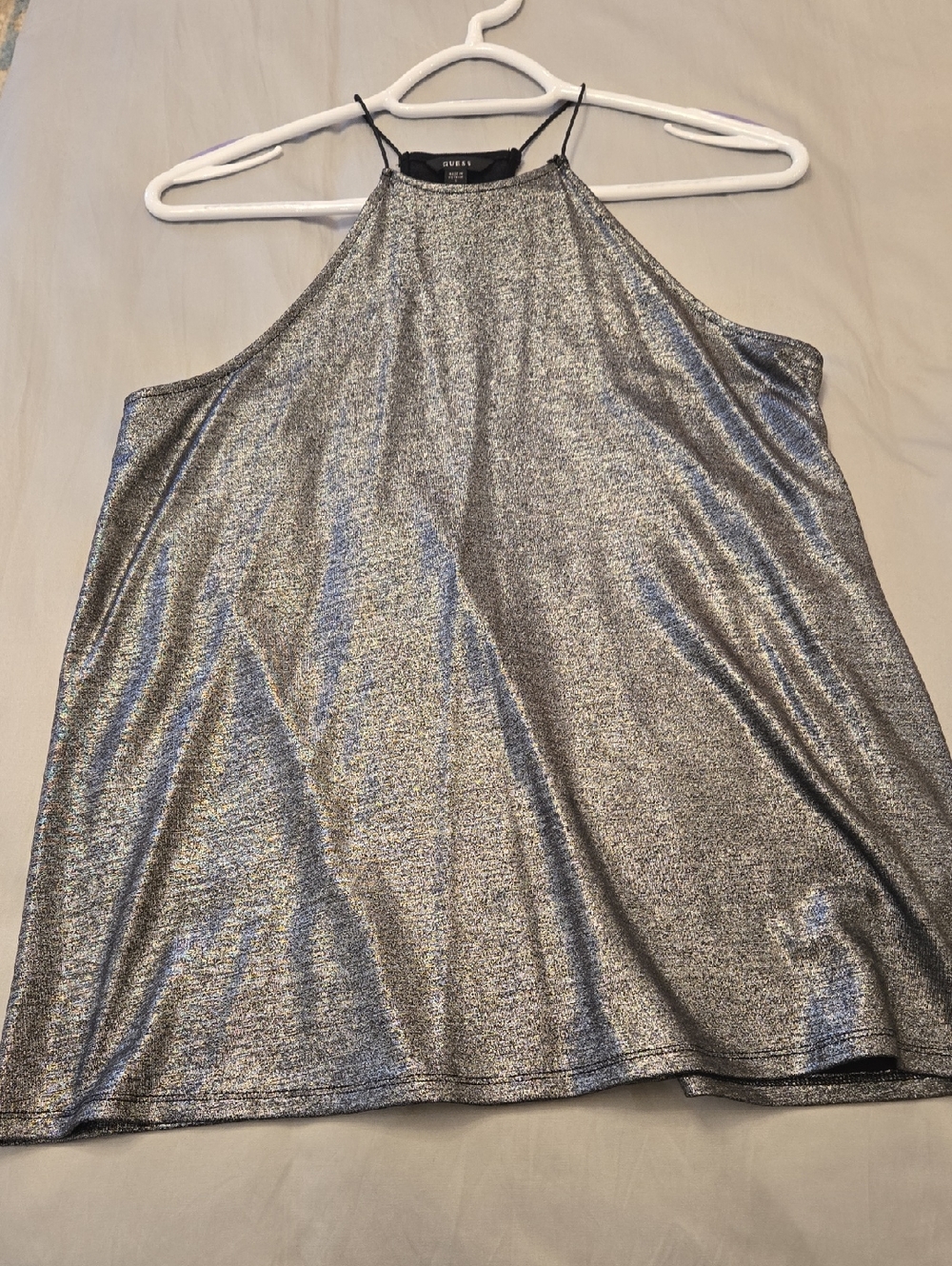 Guess Gun Metal Metallic Halter Camisole